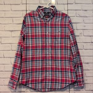Vineyard Vines Men's Size M Slim Fit Tucker Shirt Pink Blue Plaid Pocket Logo